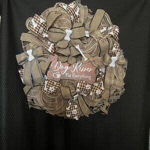 Dog Wreath 2 with Large and Small Bones Made of Deco Mesh